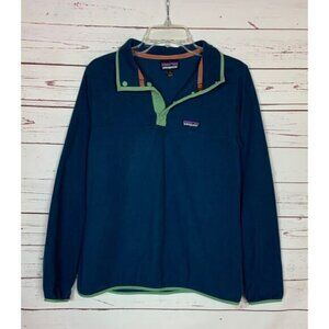 Patagonia Women's L Large Blue Green Fleece Snap Lightweight Cute Pullover Top